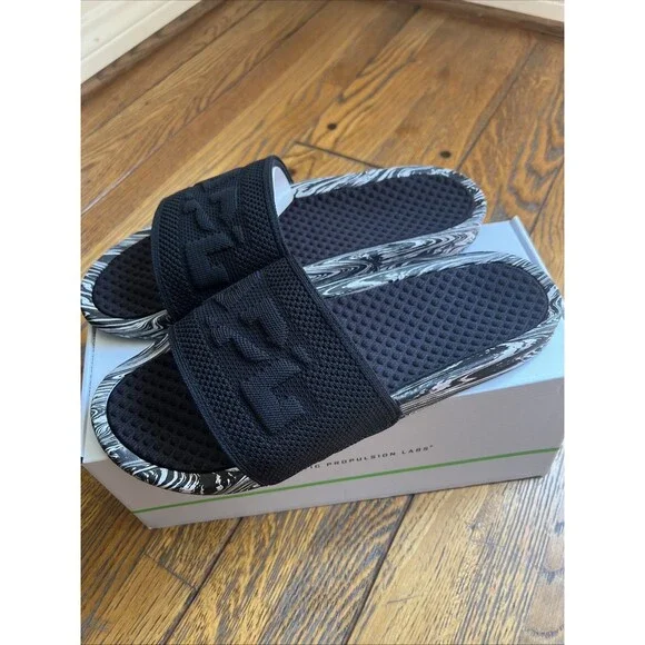 APL Athletic Propulsion Lab TechLoom Slides Men’s Size 14 Black White Marble - Picture 1 of 8